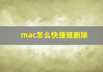 mac怎么快捷键删除