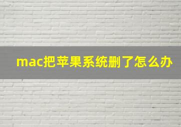 mac把苹果系统删了怎么办