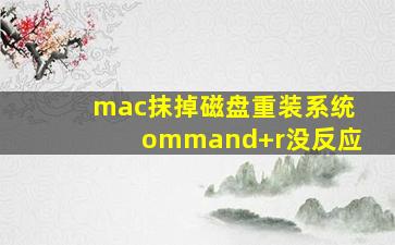 mac抹掉磁盘重装系统ommand+r没反应