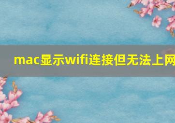 mac显示wifi连接但无法上网