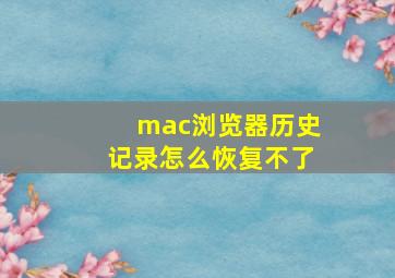 mac浏览器历史记录怎么恢复不了