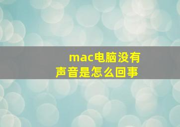 mac电脑没有声音是怎么回事