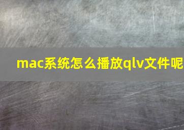 mac系统怎么播放qlv文件呢