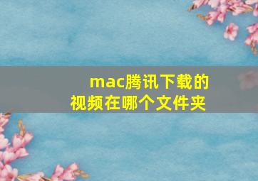 mac腾讯下载的视频在哪个文件夹