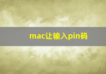 mac让输入pin码