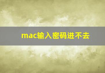 mac输入密码进不去