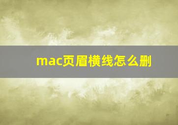 mac页眉横线怎么删