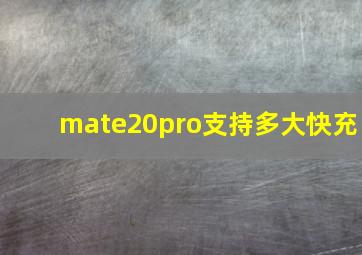 mate20pro支持多大快充