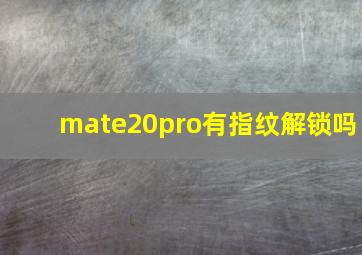 mate20pro有指纹解锁吗