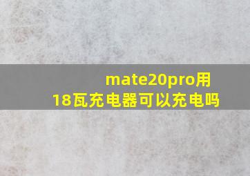 mate20pro用18瓦充电器可以充电吗