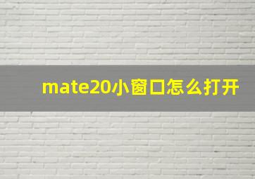 mate20小窗口怎么打开