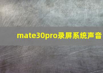 mate30pro录屏系统声音