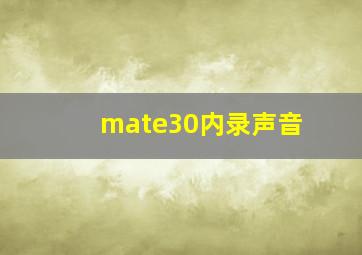 mate30内录声音