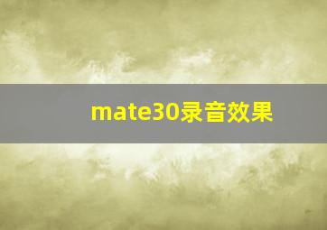 mate30录音效果