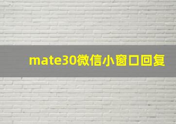 mate30微信小窗口回复