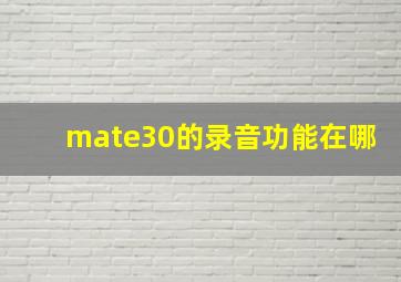 mate30的录音功能在哪