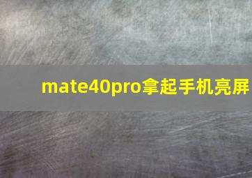 mate40pro拿起手机亮屏