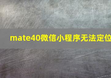 mate40微信小程序无法定位