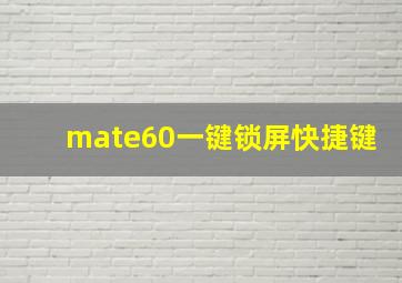 mate60一键锁屏快捷键