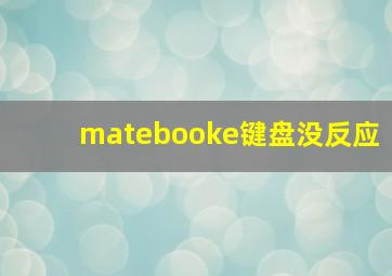 matebooke键盘没反应