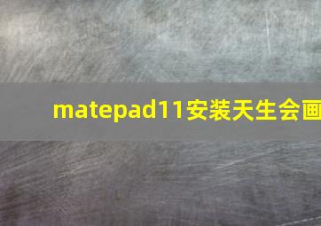 matepad11安装天生会画