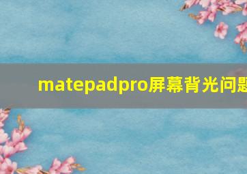 matepadpro屏幕背光问题