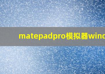 matepadpro模拟器windows