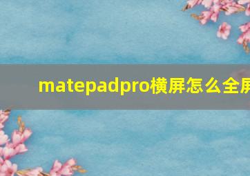 matepadpro横屏怎么全屏