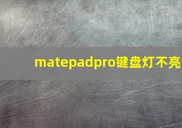 matepadpro键盘灯不亮