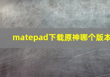 matepad下载原神哪个版本