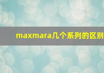 maxmara几个系列的区别