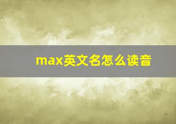 max英文名怎么读音