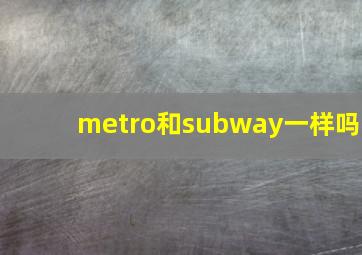 metro和subway一样吗