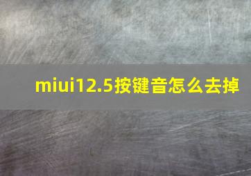 miui12.5按键音怎么去掉