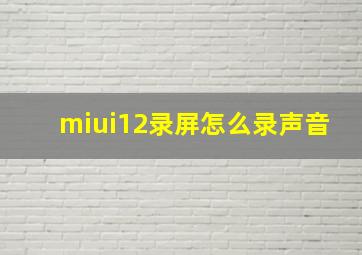 miui12录屏怎么录声音