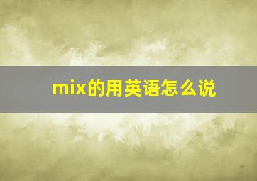 mix的用英语怎么说