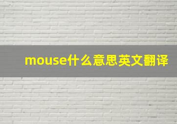 mouse什么意思英文翻译