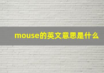 mouse的英文意思是什么