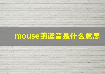 mouse的读音是什么意思