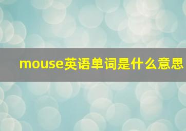 mouse英语单词是什么意思