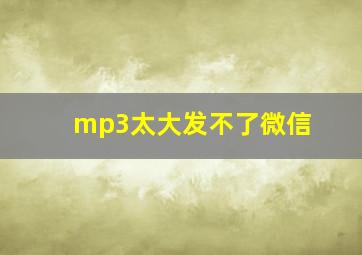 mp3太大发不了微信