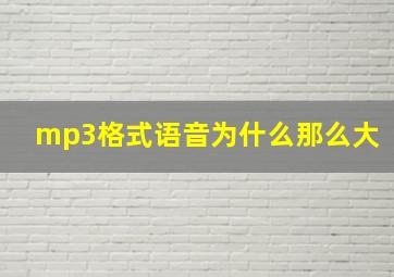 mp3格式语音为什么那么大