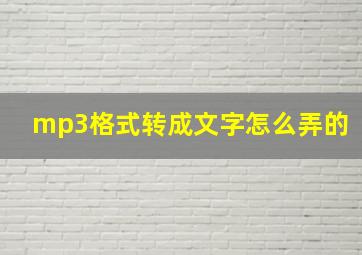 mp3格式转成文字怎么弄的