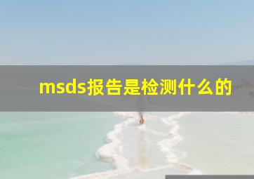 msds报告是检测什么的