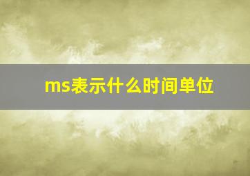 ms表示什么时间单位