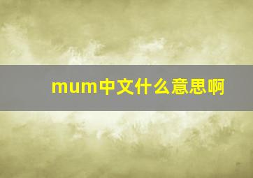 mum中文什么意思啊