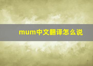 mum中文翻译怎么说