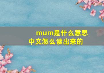 mum是什么意思中文怎么读出来的