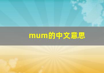 mum的中文意思