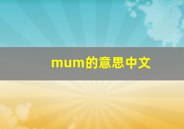 mum的意思中文